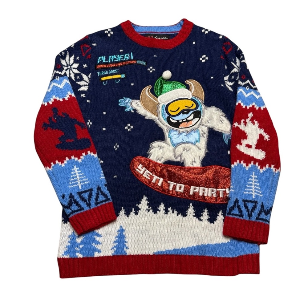 🎿 33 DEGREES 🎿 “Yeti To Party” Youth Small Ugly Christmas Sweater ❄️‎